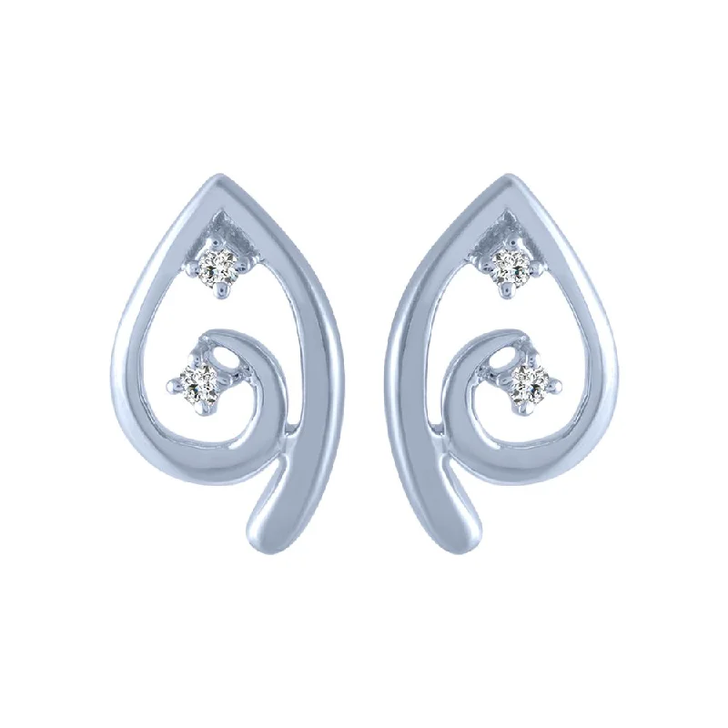 Women’s minimalist earrings-18k (750) White Gold And Diamond Stud Earrings For Women