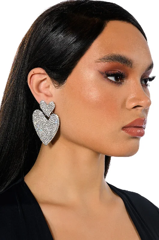 Women’s bold earrings-CROSS MY HEART EMBELLISHED EARRINGS