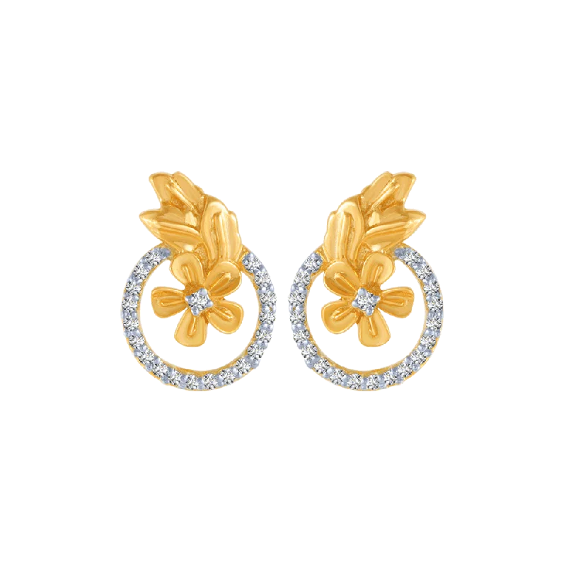 Women’s delicate earrings-18KT (750) Yellow Gold And Diamond Stud Earrings For Women