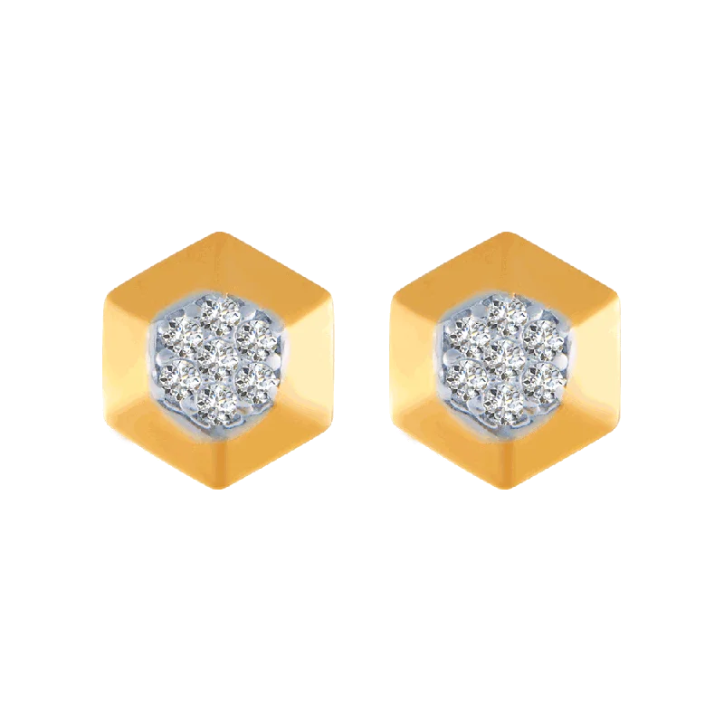 Women’s round hoop earrings-18KT (750) Yellow Gold And Diamond Stud Earrings For Women