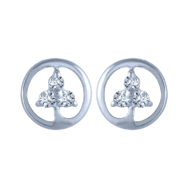 Women’s statement earrings-18k (750) White Gold And Diamond Stud Earrings For Women