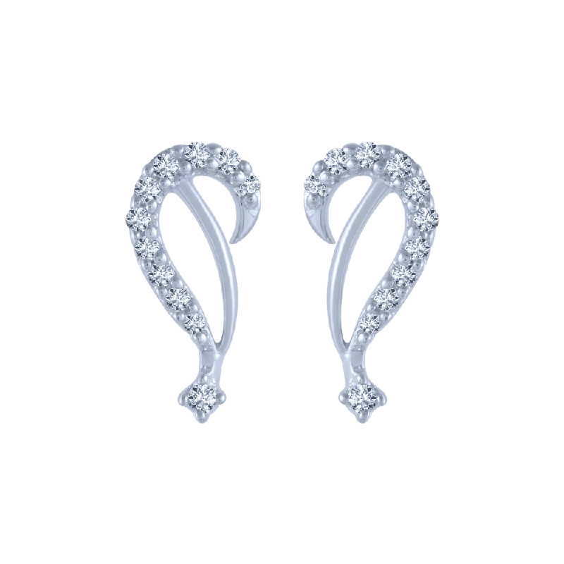 Women’s handmade earrings-18KT (750) White Gold And Diamond Stud Earrings For Women