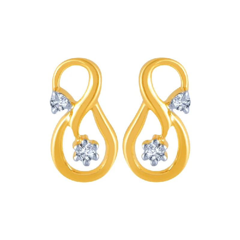 Women’s fashion statement earrings-18k (750) Yellow Gold And Diamond Stud Earrings For Women