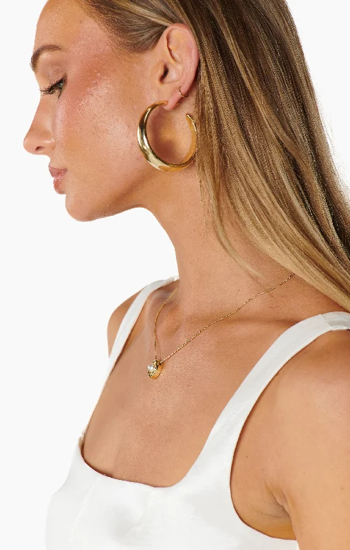 Women’s abstract earrings-Curved Hoop Earrings ~ Gold