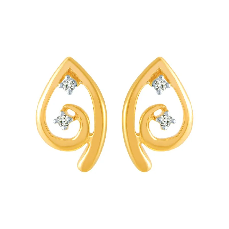 Women’s chandelier earrings-18k (750) Yellow Gold And Diamond Stud Earrings For Women