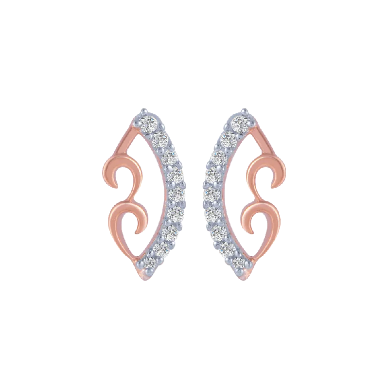 Women’s bohemian earrings-18KT (750) Rose Gold And Diamond Stud Earrings For Women