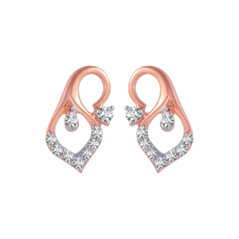 Women’s diamond stud earrings-18KT (750) Rose Gold And Diamond Stud Earrings For Women