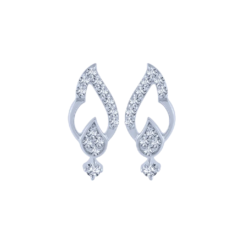 Women’s drop diamond earrings-18KT (750) White Gold And Diamond Stud Earrings For Women