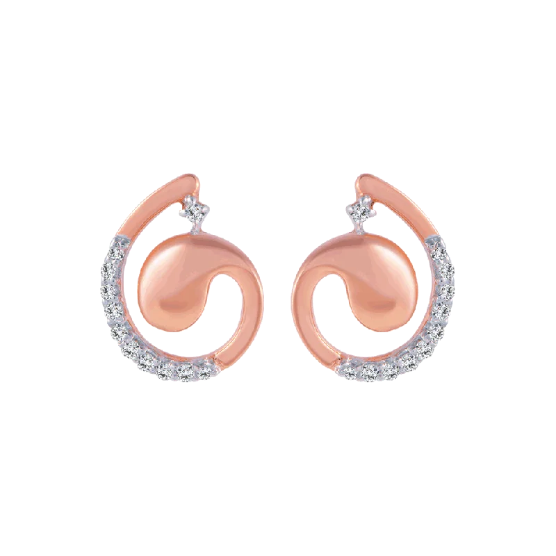 Women’s abstract earrings-18KT (750) Rose Gold And Diamond Stud Earrings For Women