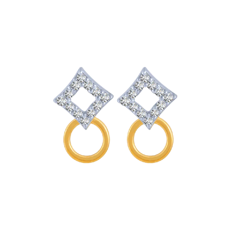 Women’s chain earrings-18KT (750) Yellow Gold And Diamond Stud Earrings For Women