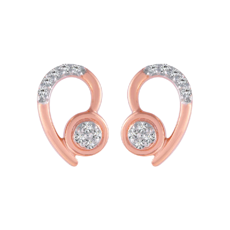 Women’s gold dangling earrings-18KT (750) Rose Gold And Diamond Stud Earrings For Women