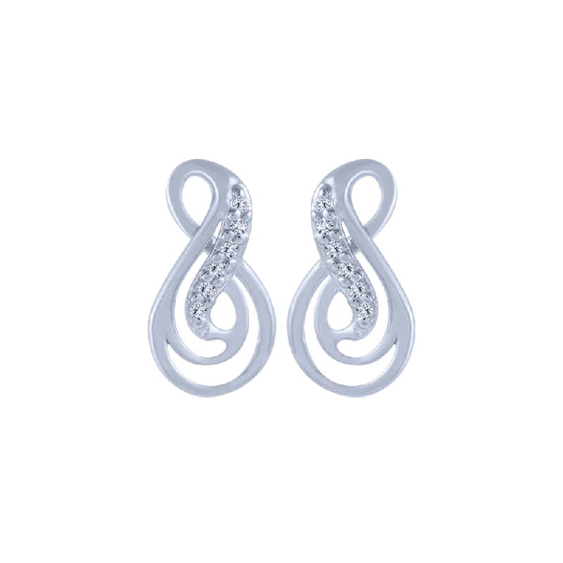 Women’s luxury pearl earrings-18KT (750) White Gold And Diamond Stud Earrings For Women