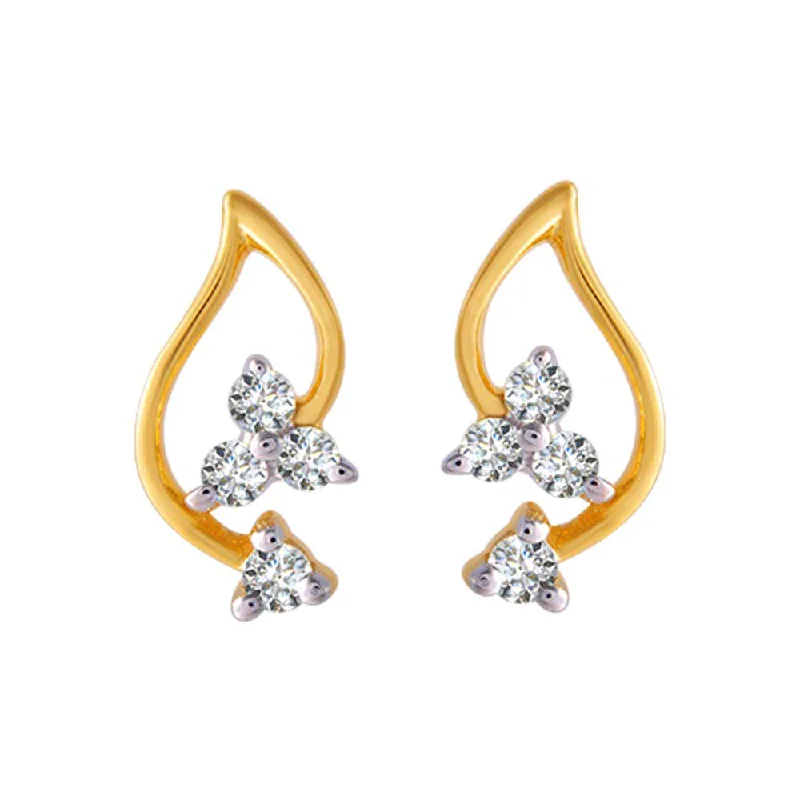 Women’s hoop and stud earrings-18KT (750) Yellow Gold And Diamond Clip-on Earrings For Women