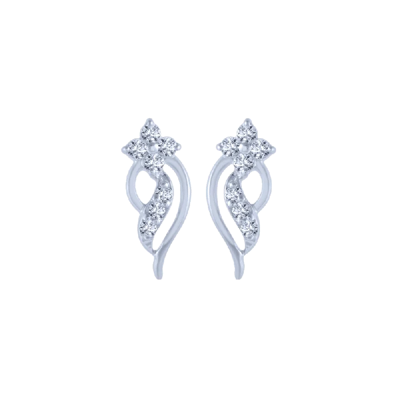 Women’s crystal stud earrings-18KT (750) White Gold And Diamond Stud Earrings For Women