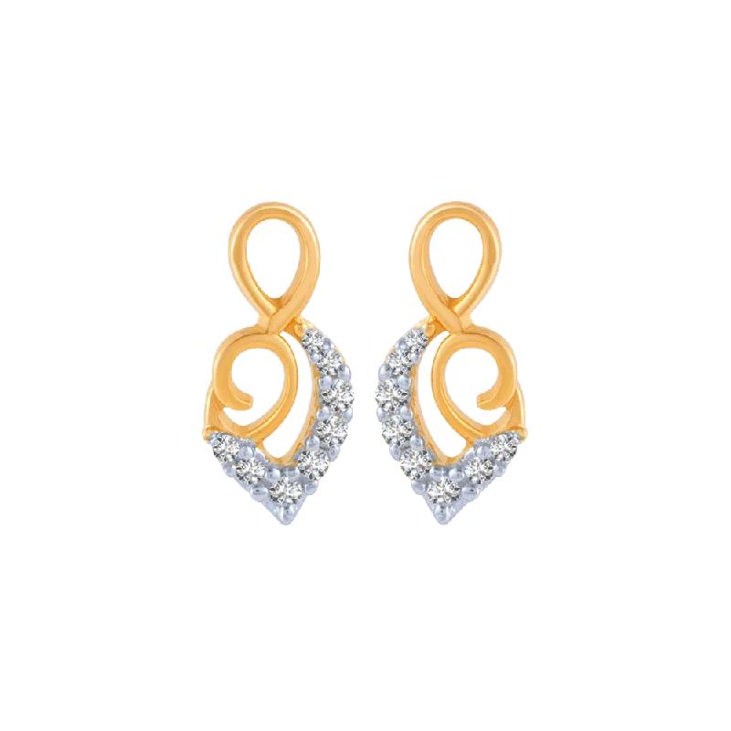 Women’s nature-inspired earrings-18KT (750) Yellow Gold And Diamond Stud Earrings For Women