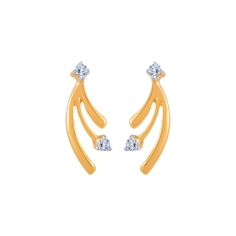 Women’s round earrings-18k (750) Yellow Gold And Diamond Stud Earrings For Women