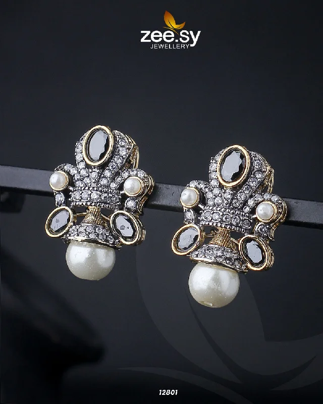 Women’s silver earrings-PEARL DROP TOPS