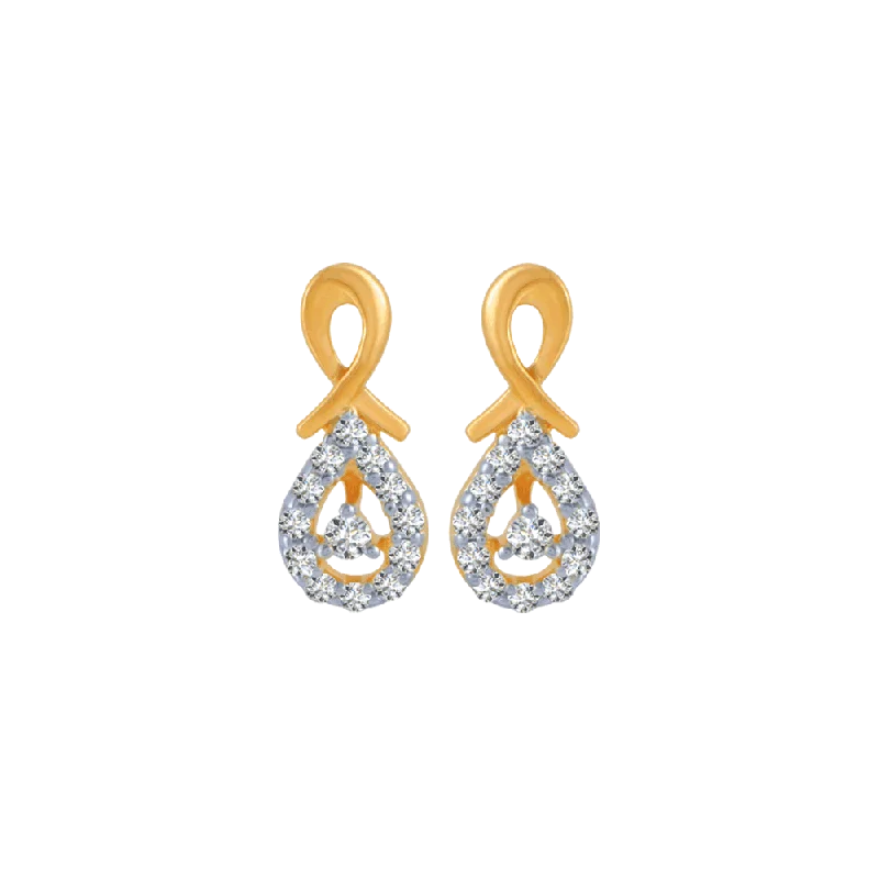 Women’s minimalist earrings-18KT (750) Yellow Gold And Diamond Stud Earrings For Women