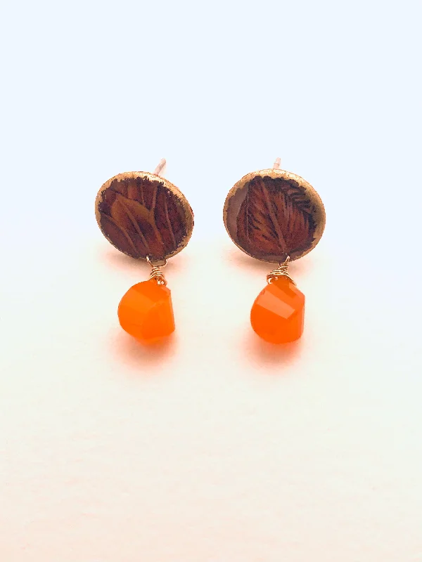 Women’s vintage pearl earrings-Dulcet Solo Stud, Carnelian