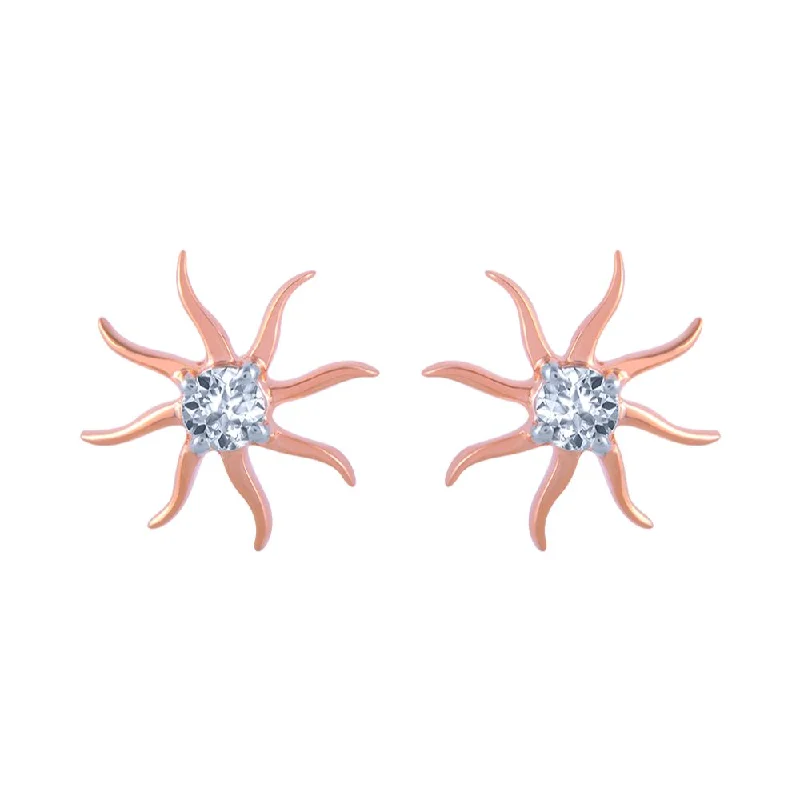 Women’s silver earrings-18k (750) Rose Gold And Diamond Stud Earrings For Women