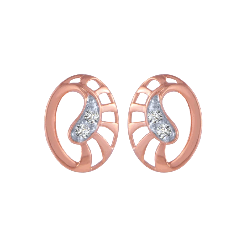 Women’s gemstone earrings-18KT (750) Rose Gold And Diamond Stud Earrings For Women