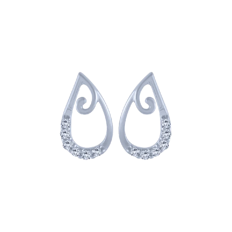 Women’s dangling earrings-18KT (750) White Gold And Diamond Stud Earrings For Women