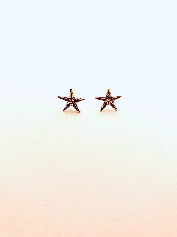 Women’s modern earrings-14K Gold Star Fish Studs