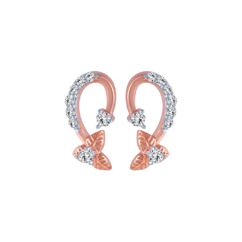 Women’s chandelier earrings-18KT (750) Rose Gold And Diamond Stud Earrings For Women