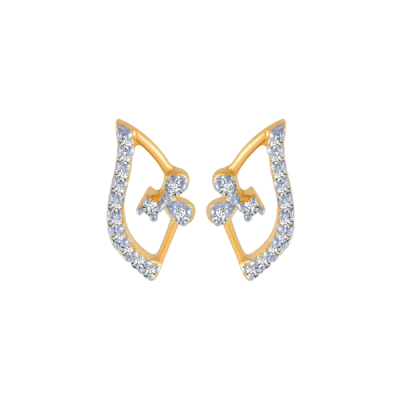 Women’s stud earrings with diamonds-18KT (750) Yellow Gold And Diamond Stud Earrings For Women