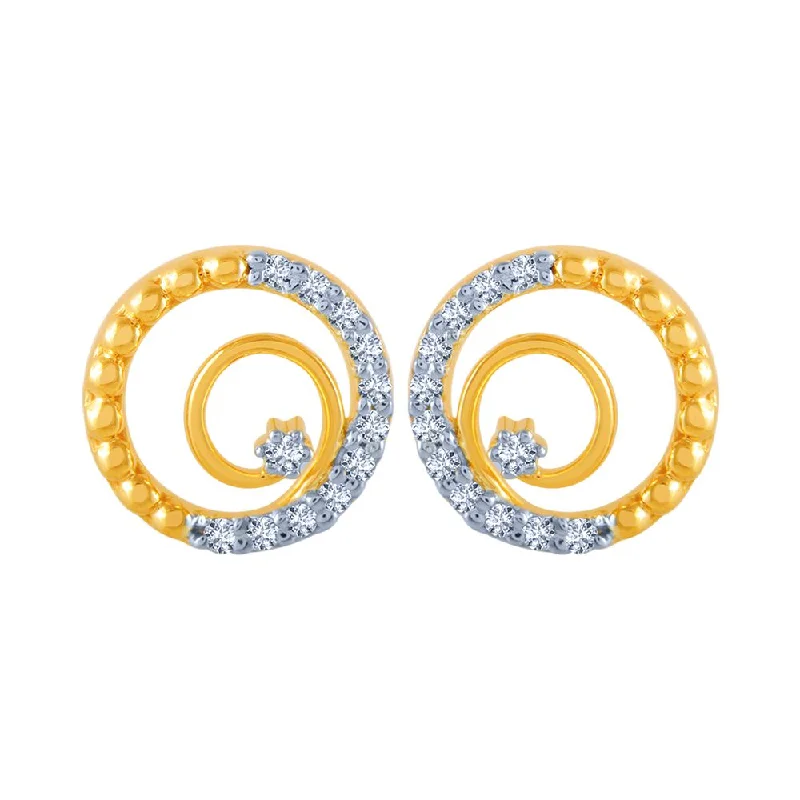 Women’s vintage pearl earrings-18k (750) Yellow Gold And Diamond Stud Earrings For Women