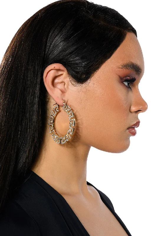 Women’s sterling silver hoop earrings-WORK OF ART EMBELLISHED HOOP EARRINGS