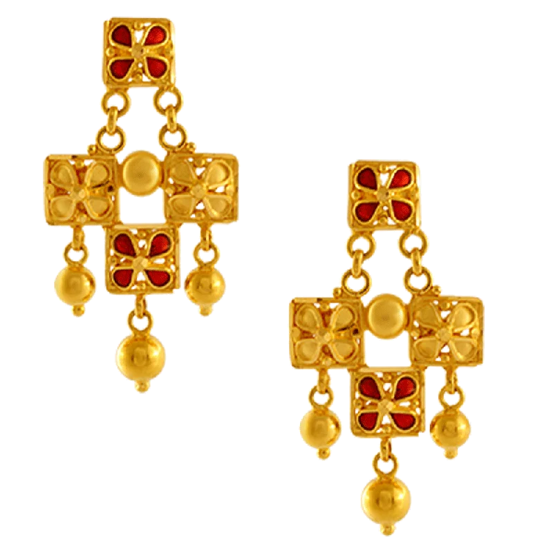 Women’s geometric drop earrings-22KT Yellow Gold Jhumki Earrings For Women