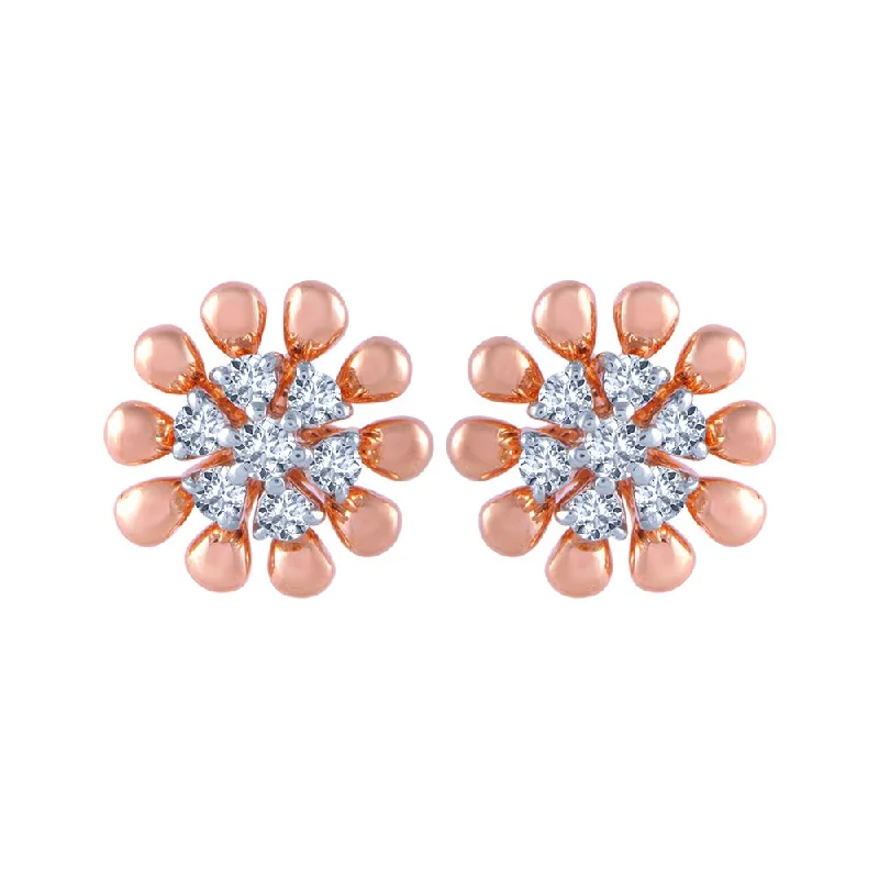 Women’s stackable earrings-18k (750) Rose Gold And Diamond Stud Earrings For Women