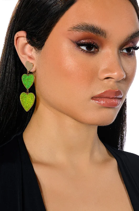 Women’s geometric earrings-LIL BIT OF LOVIN GLITTER DROP EARRINGS