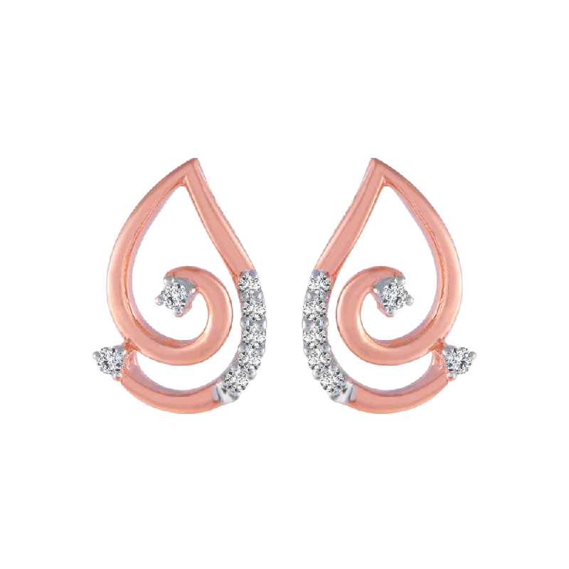 Women’s handmade earrings-18KT (750) Rose Gold And Diamond Stud Earrings For Women