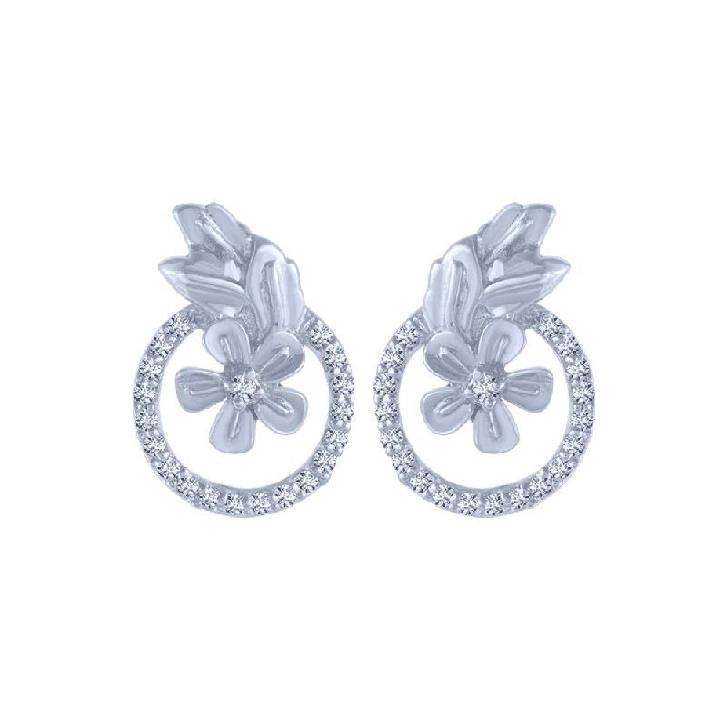 Women’s luxury diamond earrings-18KT (750) White Gold And Diamond Stud Earrings For Women