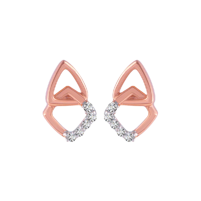 Women’s bohemian earrings-18KT (750) Rose Gold And Diamond Stud Earrings For Women