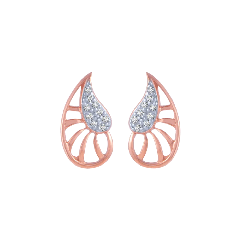 Women’s stackable earrings-18KT (750) Rose Gold And Diamond Stud Earrings For Women