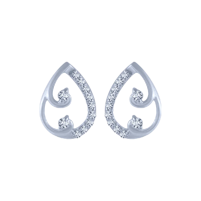 Women’s crystal hoop earrings-18KT (750) White Gold And Diamond Stud Earrings For Women