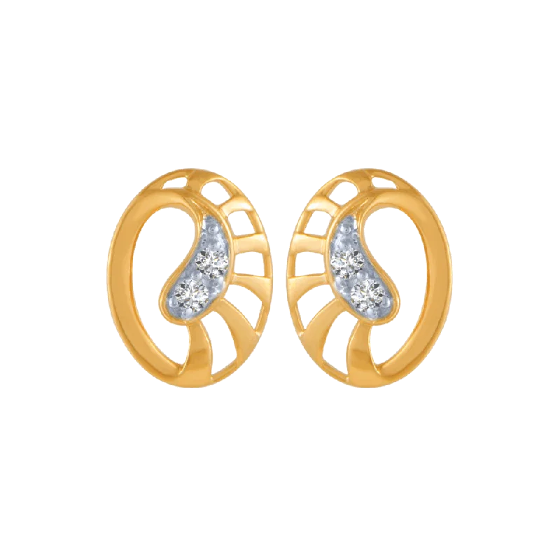 Women’s heart-shaped earrings-18KT (750) Yellow Gold And Diamond Stud Earrings For Women