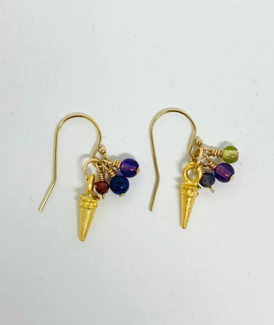 Women’s vintage pearl earrings-Dagger with Semi-Precious Cluster Earrings