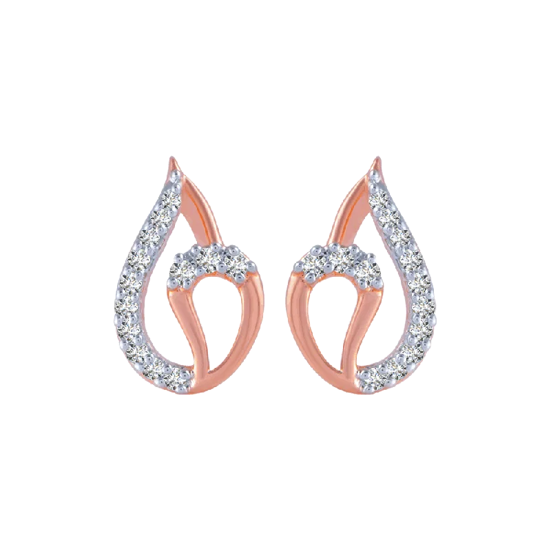 Women’s bridal earrings-18KT (750) Rose Gold And Diamond Stud Earrings For Women