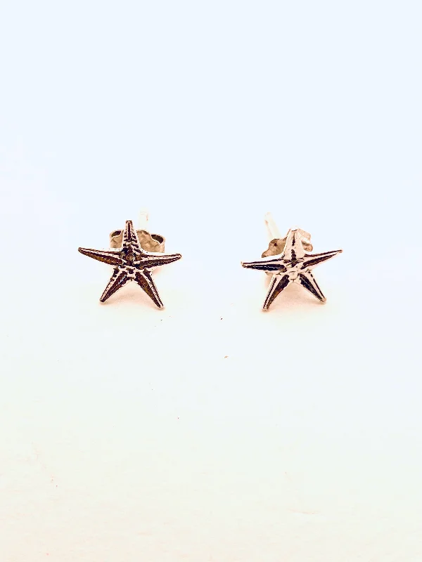 Women’s turquoise earrings-Sterling Silver Star Fish Stud