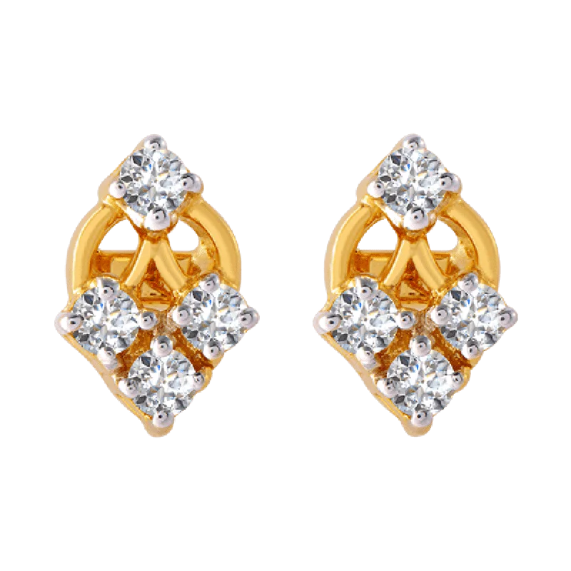 Women’s chandelier gold earrings-18KT (750) Yellow Gold And Diamond Clip-on Earrings For Women