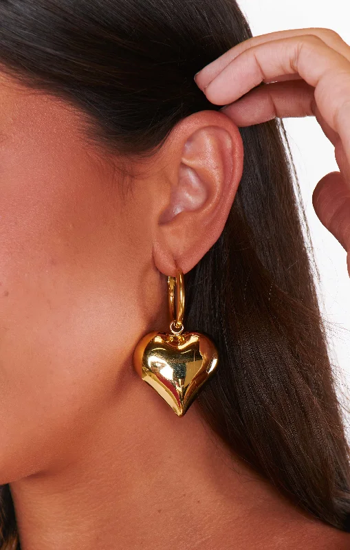 Women’s sparkly earrings-Bracha Big Love Earrings ~ Gold