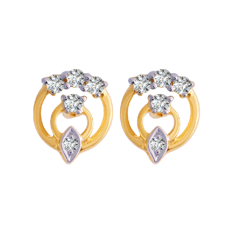 Women’s drop diamond earrings-18KT (750) Yellow Gold And Diamond Clip-on Earrings For Women