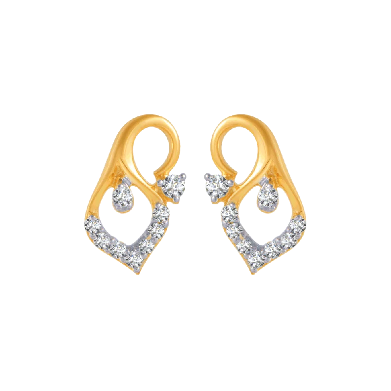 Women’s luxury hoop earrings-18KT (750) Yellow Gold And Diamond Stud Earrings For Women