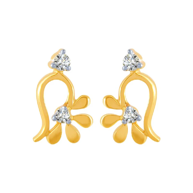 Women’s cute earrings-18k (750) Yellow Gold And Diamond Stud Earrings For Women