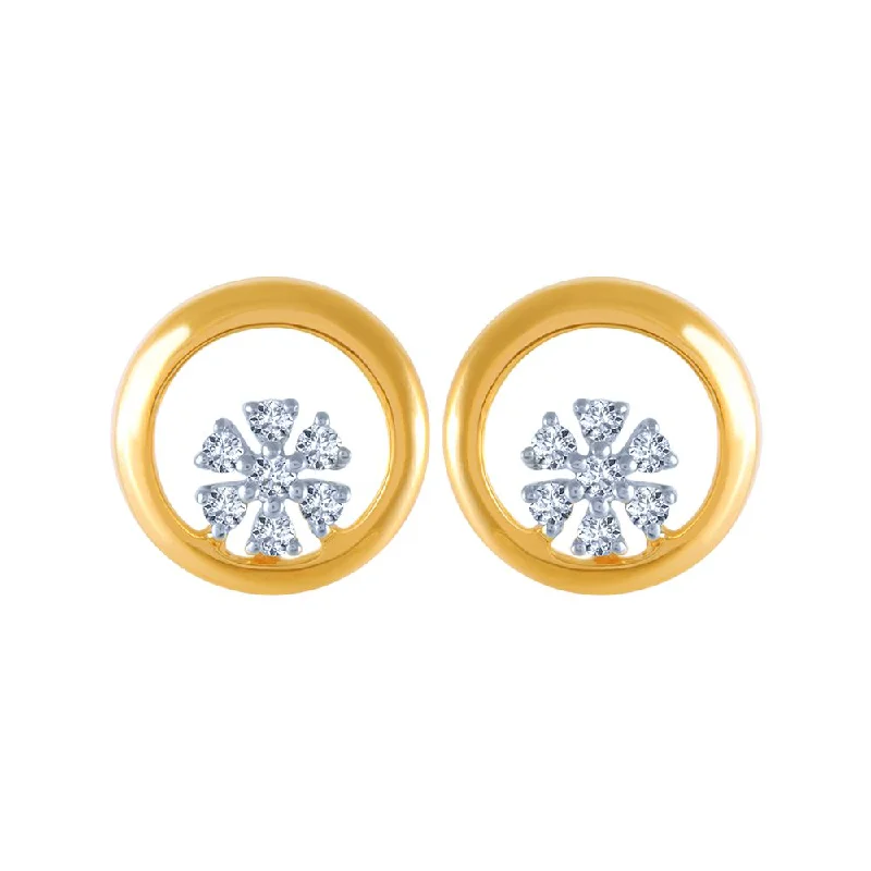 Women’s gold dangling earrings-18KT (750) Yellow Gold And Diamond Stud Earrings For Women