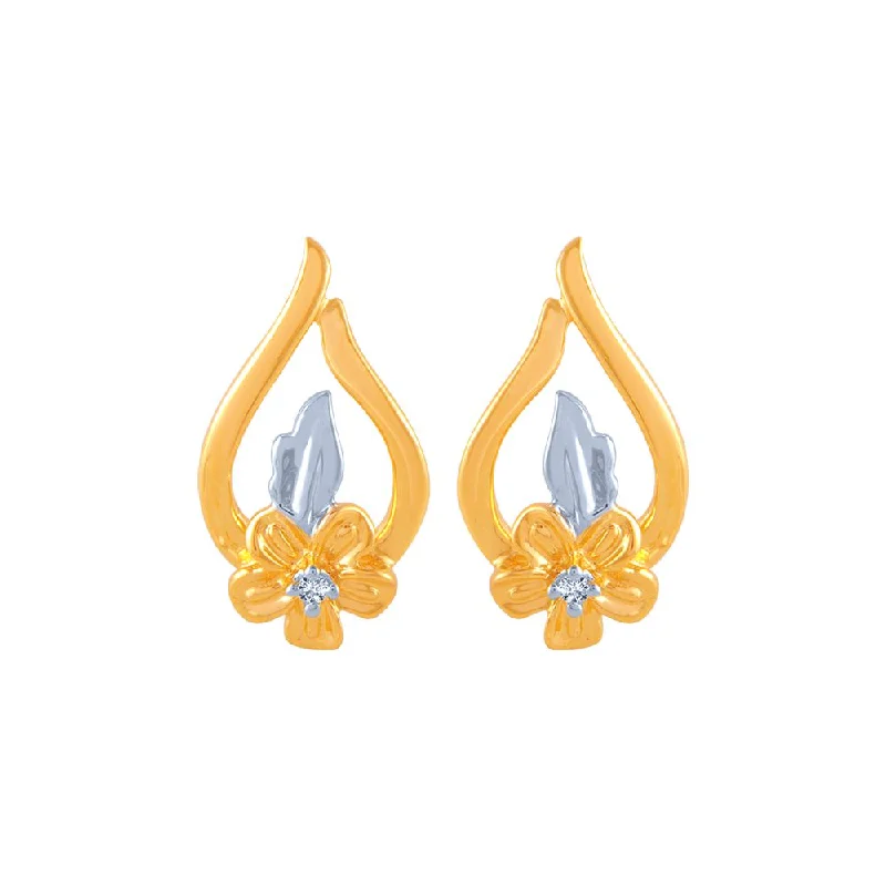 Women’s unique earrings-18k (750) Yellow Gold And Diamond Stud Earrings For Women